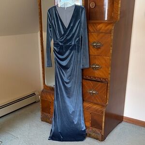 Elegant Blue Velvet Gown NWT